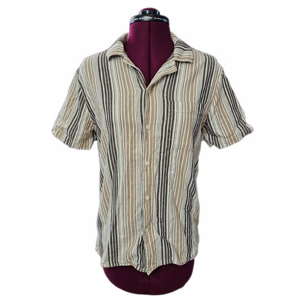 Goodfellow & Co Tan and Black Striped Casual Shirt